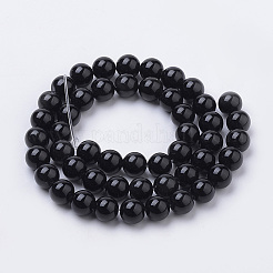 ナチュラルブラックオニキスビーズ連売り  染め＆加熱  ラウンド  10mm  穴：1mm  約38個/連  15インチ&nbsp;X-G-S259-19-10mm