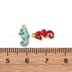 304ステンレススチールエナメルチャーム  海洋動物  ゴールドカラー  タツノオトシゴ  12x6x2mm  穴：1.2mm&nbsp;X-STAS-Q363-14G-G
