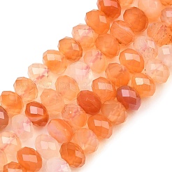 天然石赤瑪瑙ビーズ連売り  ロンデル  多面カット  8~8.5x5~6mm  穴：1mm  約68~76個/連  14.96~15.35''（38~39センチメートル）&nbsp;G-C259-A37-5x8mm