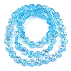 チェコ産プレスガラスビーズ  ハワイの花  ブルー  13.5~14x6mm  穴：1mm  約60個/袋&nbsp;GLAA-I061-30
