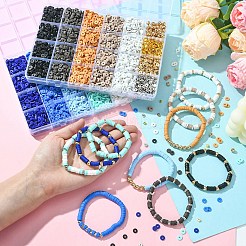 DIYブレスレットキット  手作りのポリマークレイビーズを含む  ccbプラスチックスペーサービーズ  真鍮製つぶし玉カシメ玉  ミックスカラー  6x1mm  穴：2mm  5色  28 G /カラー  140グラム&nbsp;DIY-YW0009-12A