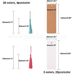 DIYブックマーク作成  紙の空白のクラフトカードやタッセルの装飾  ミックスカラー  142~145x46~47x0.3~0.4mm  穴：5mm  40個/セット  130x6mm  80個/セット&nbsp;DIY-PH0023-99