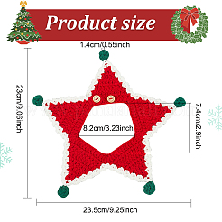 クリスマス綿織猫首輪  スターチョーカー  ペットのネックレス  プラスチック製のボタンで  レッド  230x235x14mm  内径：82x73.5mm&nbsp;AJEW-WH0258-677