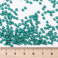 MIYUKIラウンドロカイユビーズ  日本製シードビーズ  （rr3765)白い裏地のエメラルド  8/0  3mm  穴：1mm  約2111~2277個/50g&nbsp;SEED-X0055-RR3765