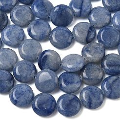 天然石ブルーアベンチュリンビーズ連売り  フラットラウンド  染め＆加熱  15~15.5x6mm  穴：0.8~1mm  約26個/連  15.55~15.71インチ（39.5~39.9cm）&nbsp;G-L648-B24-15mm-02