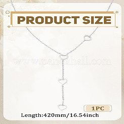 女性用ステンレススチールハートビッドネックレス1個  ステンレス鋼色  16.54インチ（42cm）&nbsp;NJEW-LP0003-22B