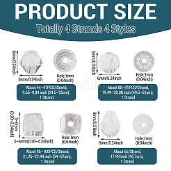 4 連売り 4 スタイル 透明ガラスビーズ 連売り  多面カット  混合図形  透明  5~6x5~6x5~6mm  穴：1mm  1連/スタイル&nbsp;GLAA-TADJ0001-01B