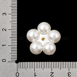 不透明樹脂製模造真珠カボション  花  ラインストーン付き  ホワイト  20x20x9mm&nbsp;RE-CBADCDD-06
