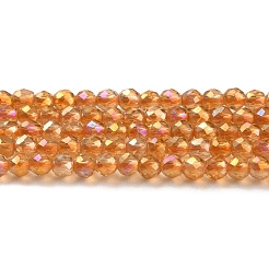 電気メッキ透明ガラスビーズ連売り  虹メッキ  多面カットラウンド  オレンジ  2mm  穴：0.7mm  約160~178個/連  13.58 ~14.17インチ（34.5~36cm）&nbsp;GLAA-H021-01A-FR06