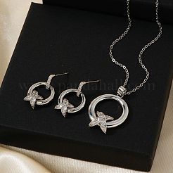 真鍮マイクロパヴェクリアキュービックジルコニアペンダントネックレス＆スタッドピアスセット（女性用）  文字xのリング  プラチナ  ネックレス：15.75インチ（40cm）&nbsp;LE1228-2