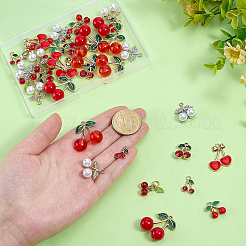 40個 10スタイル 合金レッドエナメル＆合金ラインストーンペンダント  さくらんぼのチャーム  ミックスカラー  10.5~27x6~23.5x2~11.5mm  穴：1.6~2.5mm  4個/スタイル&nbsp;FIND-PH0060-34