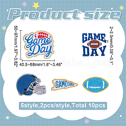 ラグビータオル刺繍風布アイロン接着/縫い付けパッチ10枚  アップリケ  バッジ  洋服用  ドレス  帽子  ジーンズ  DIYの装飾  ブルー  82.5x50x2.5mm&nbsp;PATC-WR0001-08A