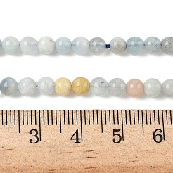 天然石アクアマリンビーズ連売り  ラウンド  ミックスカラー  4~5mm  穴：0.8mm  約85~89個/連  14.37''（36.5cm）〜14.96''（38cm）&nbsp;G-D327-A01-5mm