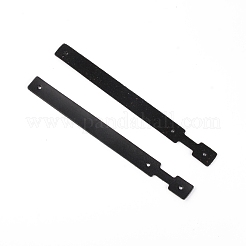 牛革レザーキーホルダー  プラチナメッキ鉄スプリットキーリング付き  ブラック  8x1.6cm&nbsp;KEYC-WH0018-39B