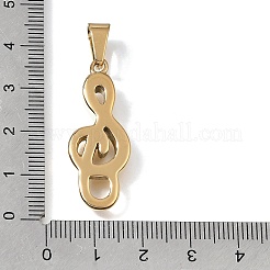 304ステンレスペンダント  音符チャーム  イオンプレーティング（ip）  ゴールドカラー  34x13.5x4.5mm  穴：9x5mm&nbsp;SA-CBAC939-05G