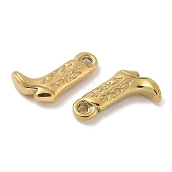 304ステンレスペンダント  カウボーイブーツ  イオンプレーティング（ip）  18KGP本金メッキ  21x13x4.5mm  穴：2.2mm&nbsp;STAS-D127-09G