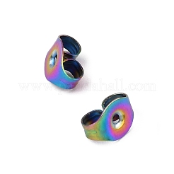 レインボーカラー 304 ステンレススチール製イヤーナット  6x4.5x3mm  穴：0.8mm&nbsp;STAS-TAC0001-28