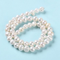 天然養殖淡水パールビーズ連売り  ポテト  グレードa ++  パパイヤホイップ  7~8x6~7mm  穴：0.6mm  約49個/連  13.39''（34センチメートル）&nbsp;PEAR-E018-10