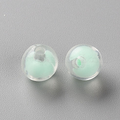 透明なアクリルビーズ  二層ビーズ  ラウンド  アクアマリン  9.5x9mm  穴：2mm  約960個/500g&nbsp;TACR-S152-15A-SS2111