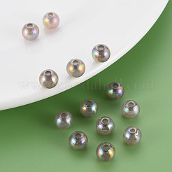 模造ゼリーアクリルビーズ  ABカラーメッキ  ラウンド  グレー  8mm  穴：1.8mm  約1745個/500g&nbsp;MACR-S373-66-E06