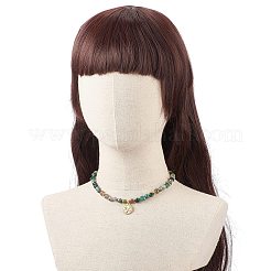 スネーク ブラス マイクロパヴェ クリア キュービックジルコニア ペンダント ネックレス 女性用  天然苔瑪瑙ビーズのネックレス  304ステンレススチールのロブスタークロウ留め金付き  15.31インチ（38.9cm）&nbsp;NJEW-JN03987-02