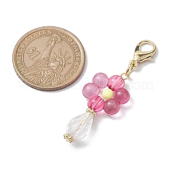 花のアクリルペンダント装飾  合金製ロブスター クロー クラスプ チャーム バッグ キーチェーン 装飾品  ミックスカラー  51.5x15.5x8mm&nbsp;HJEW-JM01879