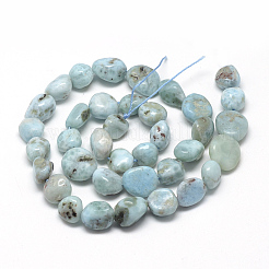 天然石ラリマービーズ連売り  グレードA  ナゲット  8~15x7~12x4~12mm  穴：1mm  約30~45個/連  15.7インチ&nbsp;X-G-R445-8x10-15