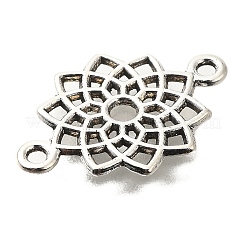 チベットスタイルの合金コネクタチャーム  カドミウムフリー＆鉛フリー  花  アンティークシルバー  20x13.5x1mm  穴：1.4mm  約109個/500g&nbsp;FIND-G078-24AS