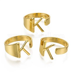 合金カフ指輪  カドミウムフリー＆ニッケルフリー＆鉛フリー  アルファベット  ゴールドカラー  文字.k  usサイズ8（18.1mm）&nbsp;X-RJEW-S038-195K-G-NR