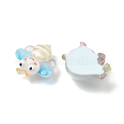 透明樹脂とグリッターパウダーのカボション  トンボとミツバチと鳥とテントウムシと蝶  ミックスカラー  12~18x16~22x5~6.5mm&nbsp;RE-CBAA73D-02