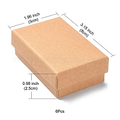 厚紙ジュエリーセットボックス  リングのために  ネックレス  長方形  淡い茶色  8x5x2.5cm&nbsp;CBOX-YW0001-01