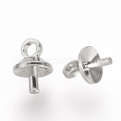真鍮カップパールヒートンキャップピンペンダント  片穴パーツ用  プラチナ  7x5x5mm  穴：1.5mm  ピン：1mm&nbsp;KK-R071-10P
