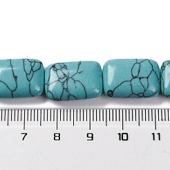 合成ターコイズビーズ連売り  長方形  18x13.5x5.5mm  穴：1.2mm  約22個/連  15.75インチ（40cm）&nbsp;G-T047-B12-01