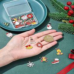 24個 12スタイル クリスマステーマ 合金エナメルペンダント  混合図形  ミックスカラー  16~28x16~21x1.5mm  穴：1.8mm  2個/スタイル&nbsp;ENAM-FS0002-19G