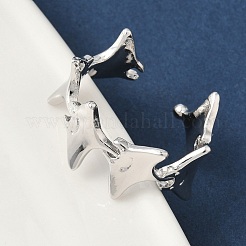 真鍮製カフリング  魚  長持ちメッキ  ラックめっき  鉛フリー＆カドミウムフリー  プラチナ  11.5mm&nbsp;RJEW-H256-22P
