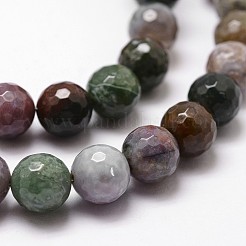 天然石インディアン瑪瑙ビーズ連売り  多面カット  ラウンド  12mm  穴：1mm  約31個/連  14.9インチ〜15.1インチ&nbsp;X-G-D840-51-12mm