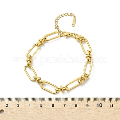 女性用304ステンレススチールオーバルリンクチェーンブレスレット  18KGP本金メッキ  7-1/4インチ（18.3cm）&nbsp;BJEW-P348-01C-G