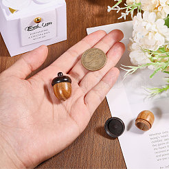 木製どんぐりボックスジュエリーペンダント  秋のどんぐりチャーム  スクリューキャップ付き  秘密のキャニスター  ペルー  31x21mm  穴：1.6mm  内径：13mm&nbsp;WOOD-WH0029-87B