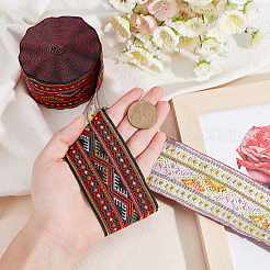 刺繍チロリアンテープ  ジャカードリボン  チロリアンリボン  服飾材料  花柄  暗赤色  2