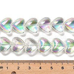 電気メッキガラスビーズセット  ハート  甘露  12.2x15x8mm  穴：1mm  約50個/連  23.62''（60センチメートル）&nbsp;EGLA-B008-01A-HR01