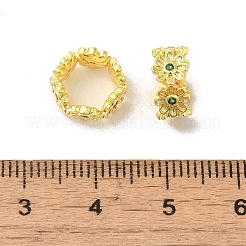 ひまわりの大きな穴ビーズ  カドミウムフリー＆鉛フリー  ラックめっき  長持ちメッキ  グリーン  11.5x10x5mm  穴：7x8mm&nbsp;KK-B088-01C-01G