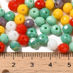 ガラスビーズ  多面カット  ロンデル  ミックスカラー  6x5mm  穴：1mm  約280個/60g&nbsp;EGLA-A034-SM6mm-43
