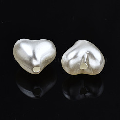 ABSプラスチックパール調ビーズ  ハート  乳白色  14x17x13mm  穴：3mm  約335個/500g&nbsp;OACR-N008-139