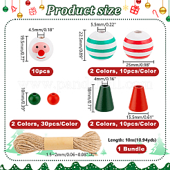クリスマス雪だるまの木製ペンダントデコレーションキット（DIY）  ミックスカラー  10~25x10~22.5mm  穴：2.5~5.5mm&nbsp;DIY-GA0006-47
