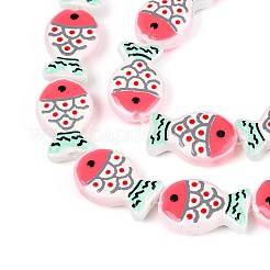 染色・加熱ガラスエナメルビーズ  魚  ライトコーラル  20x13x5.5~6mm  穴：1mm&nbsp;GLAA-T023-45E
