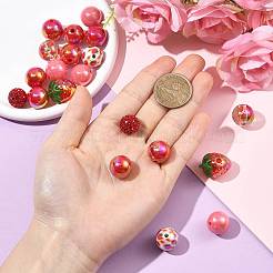 アクリルとパヴェのディスコボールビーズを使ったDIYファインディングキット  苺  14~23x14~17.5x14~17.5mm  穴：2~3.8mm&nbsp;DIY-FS0010-56B
