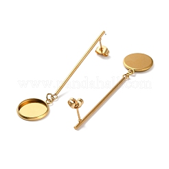 304ステンレススチールスタッドピアス金具  ピアスのセッティング  フラットラウンド  ゴールドカラー  56x14mm  ピン：0.8mm  トレイ：12mm&nbsp;STAS-P328-12G