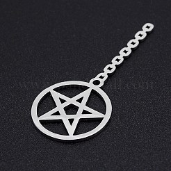 変色しない201ステンレススチールペンダント  レーザー切断  スターとリング  ステンレス鋼色  48x20.5x1mm  穴：0.8mm&nbsp;STAS-S105-LA228