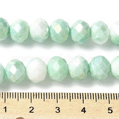 電気メッキガラスビーズセット  ロンデル  多面カット  ミディアムアクアマリン  10x8mm  穴：1.4mm  15.75''（40センチメートル）&nbsp;LAMP-S068-11E