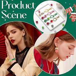 クリスマスDIYラウンドアクリル＆樹脂ビーズブレスレットジュエリーセット  ミックスカラー  20~53x19~53mm  穴：3mm&nbsp;DIY-SC0026-42